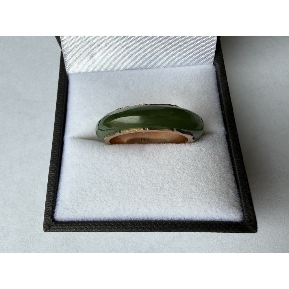14k Solid Yellow Gold Eternity Jade Band New Never Worn